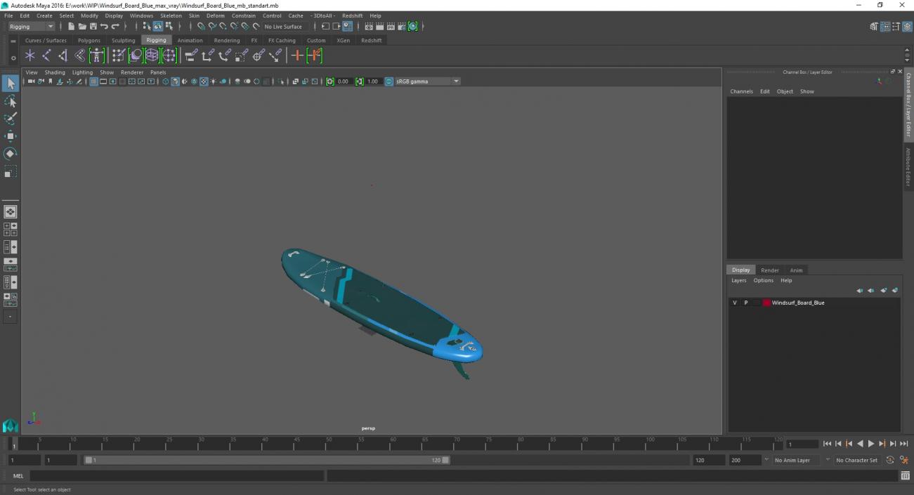 Windsurf Board Blue 3D model