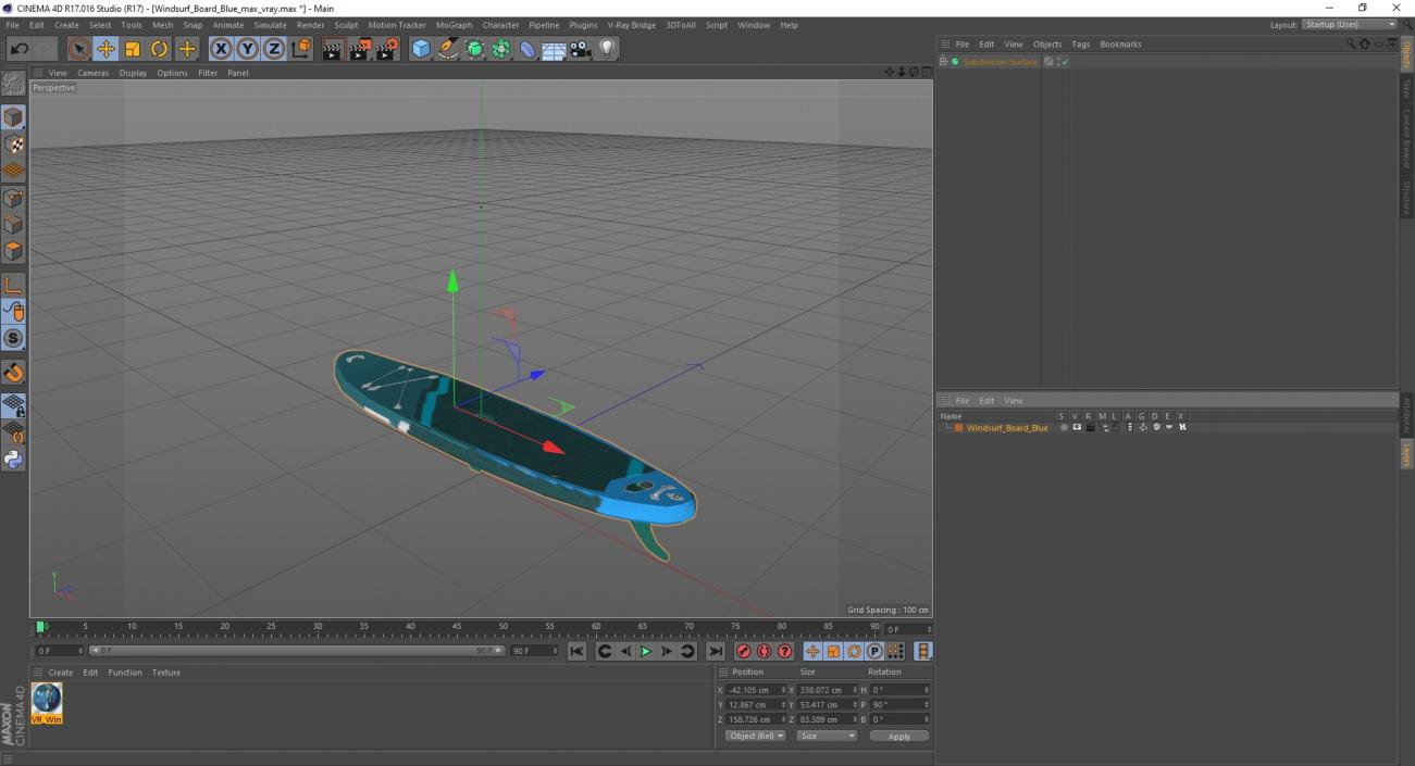 Windsurf Board Blue 3D model