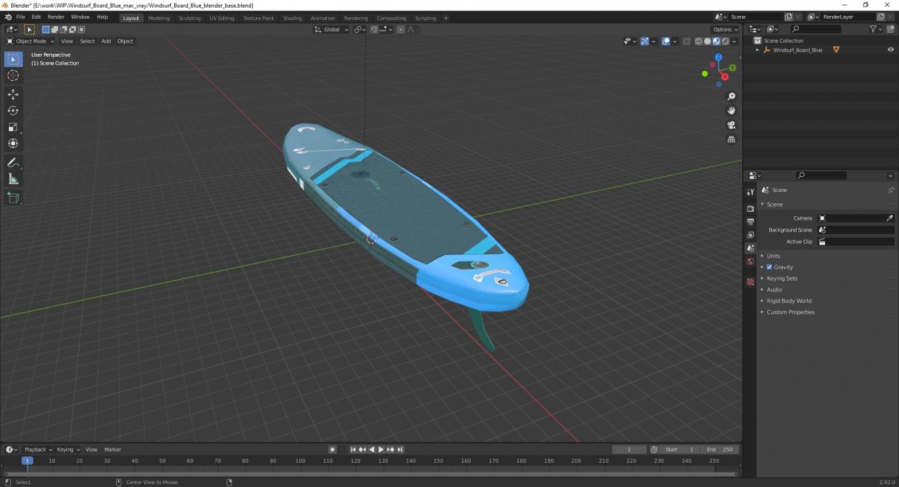 Windsurf Board Blue 3D model