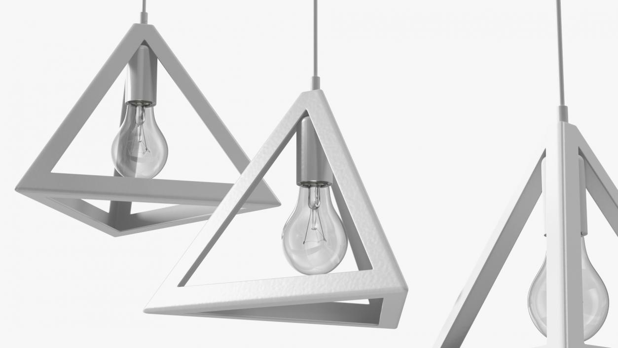 3D model Hanging 3-Lights Cluster White