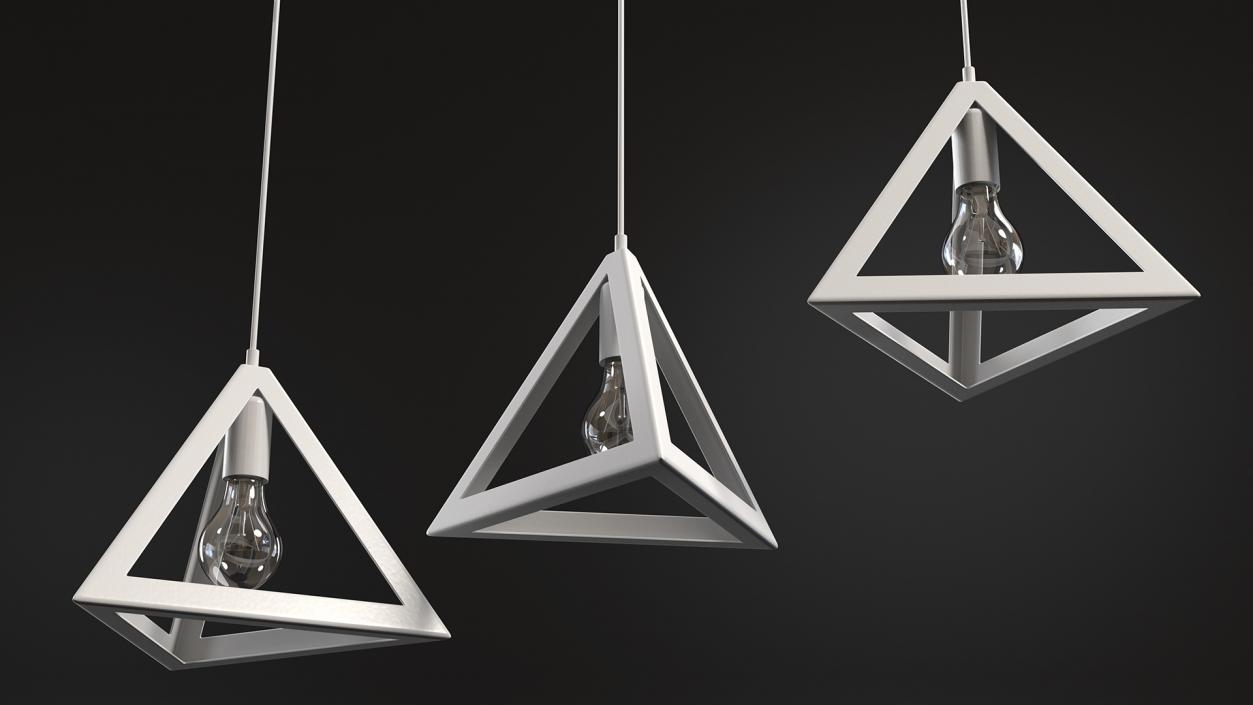 3D model Hanging 3-Lights Cluster White