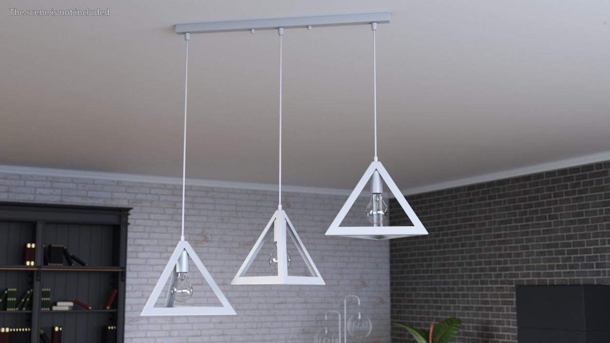 3D model Hanging 3-Lights Cluster White