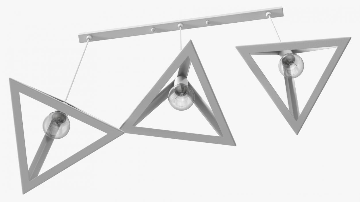 3D model Hanging 3-Lights Cluster White