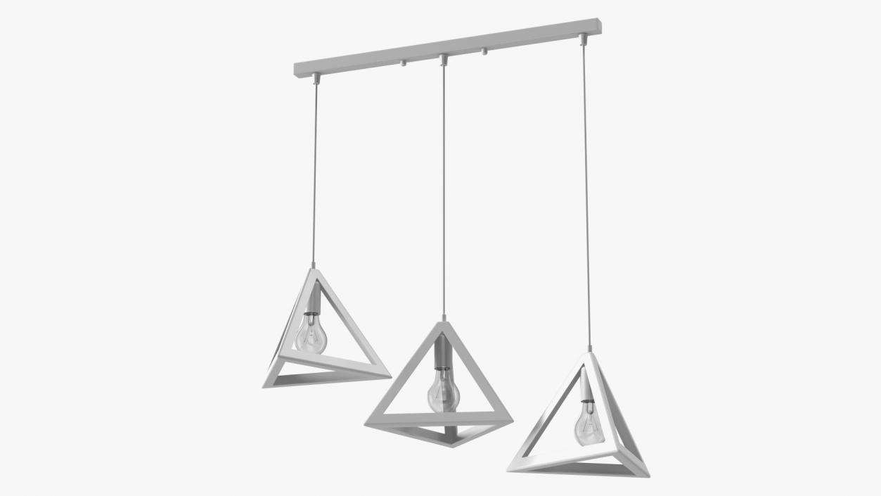 3D model Hanging 3-Lights Cluster White