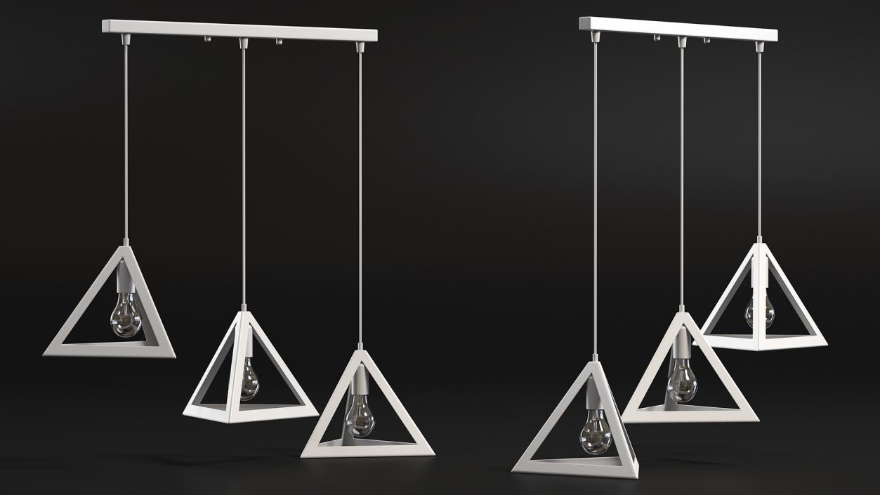 3D model Hanging 3-Lights Cluster White