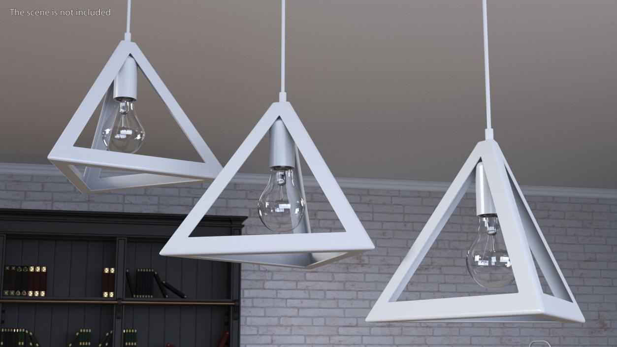 3D model Hanging 3-Lights Cluster White