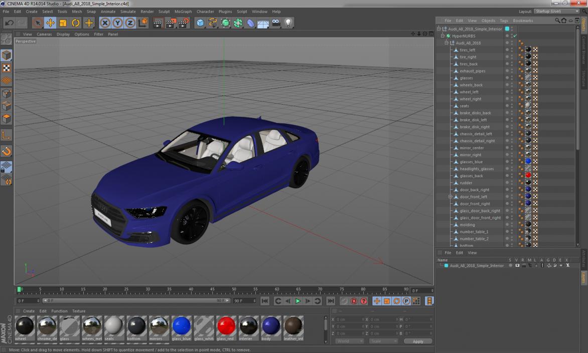 3D Audi A8 2018 Simple Interior model