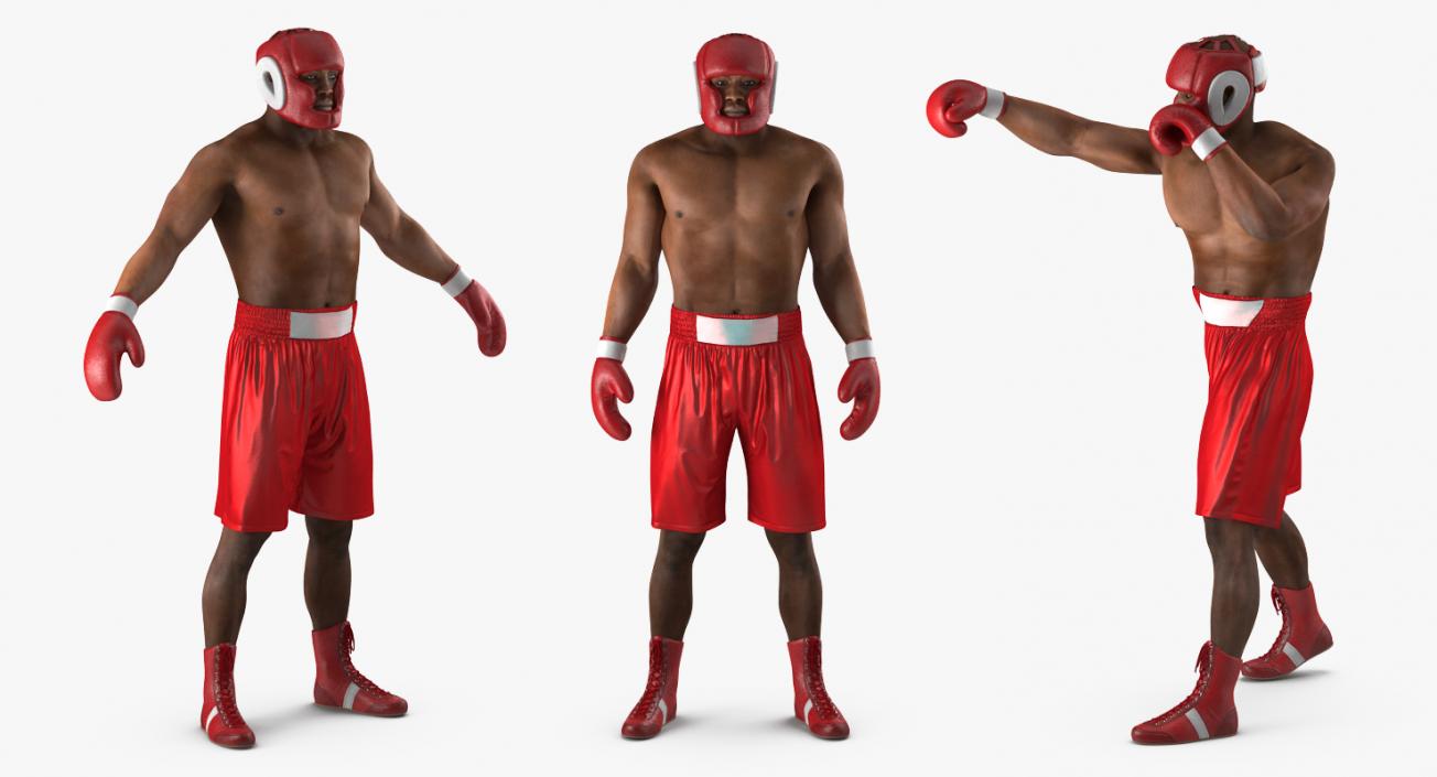 3D African American Boxer Red Suit Rigged model