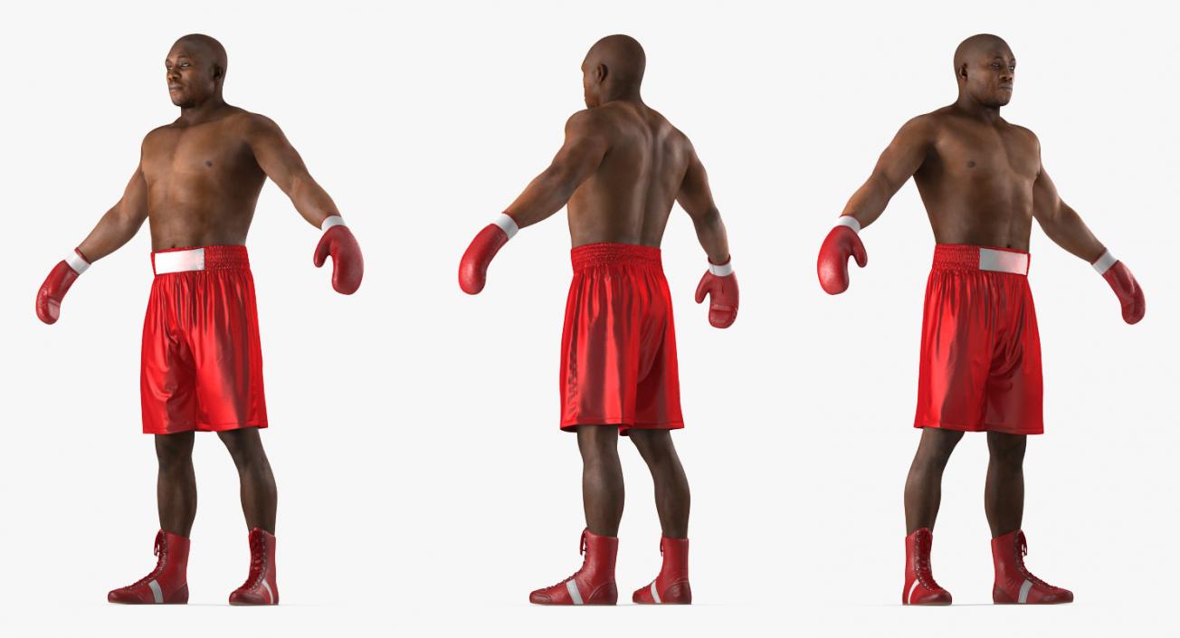 3D African American Boxer Red Suit Rigged model