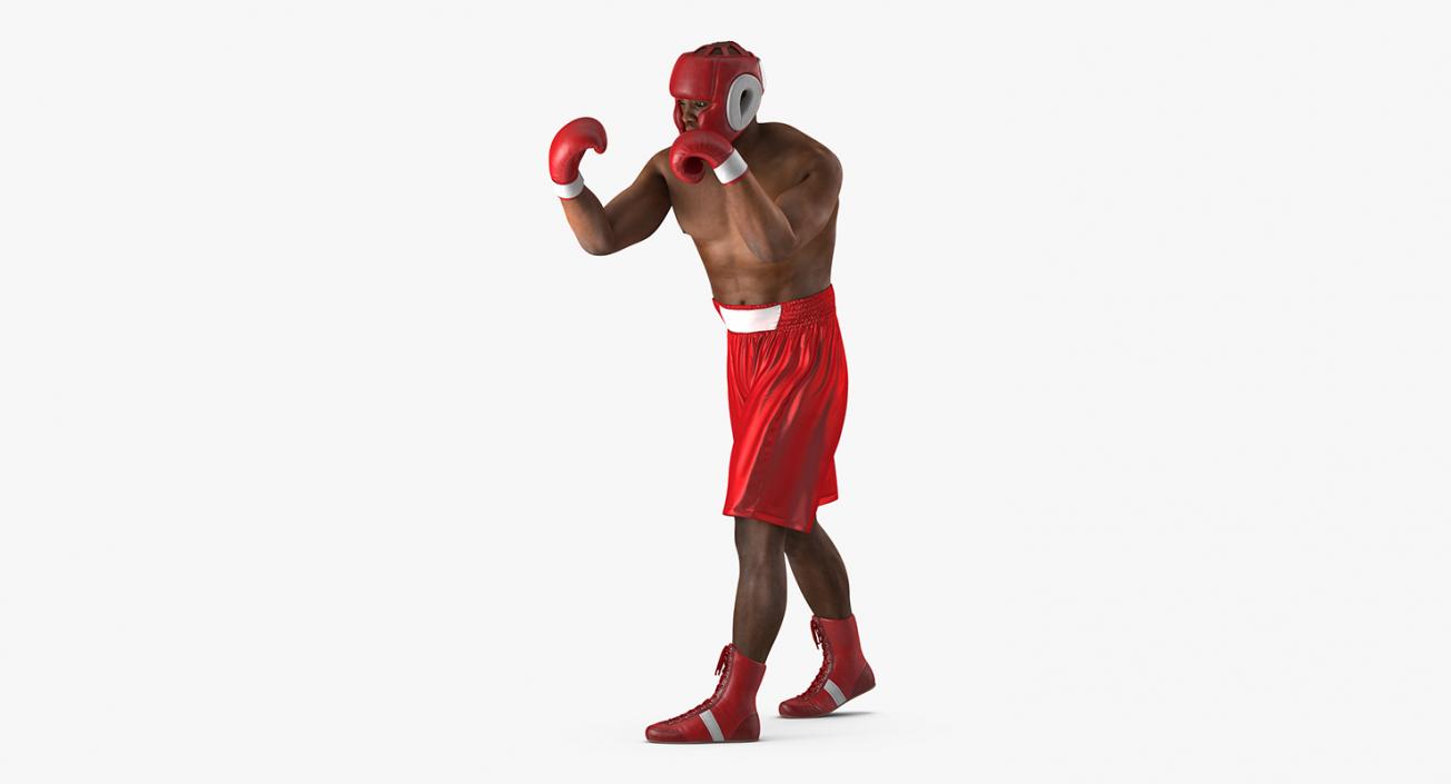 3D African American Boxer Red Suit Rigged model