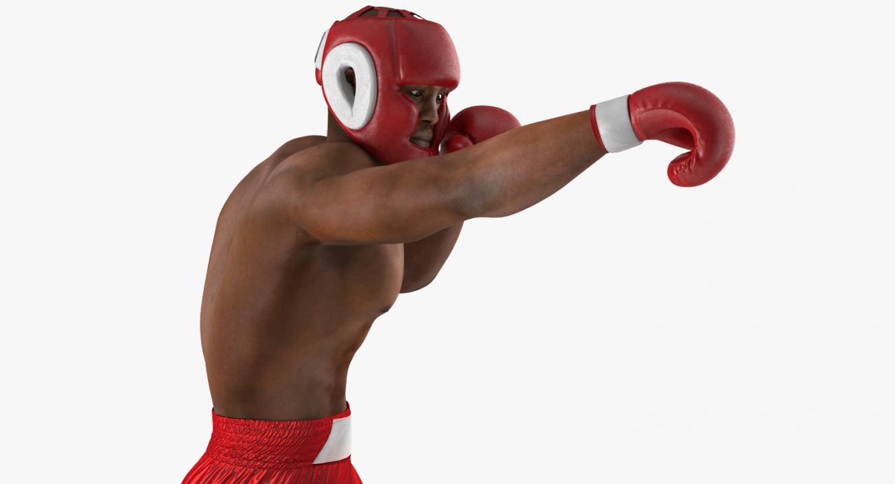 3D African American Boxer Red Suit Rigged model