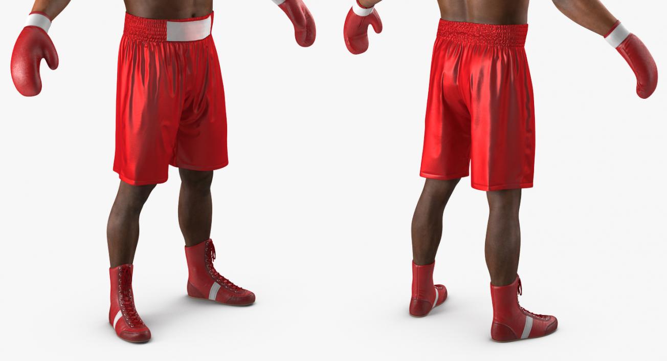 3D African American Boxer Red Suit Rigged model