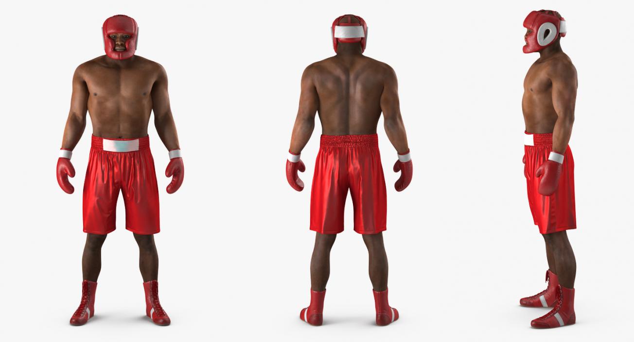 3D African American Boxer Red Suit Rigged model