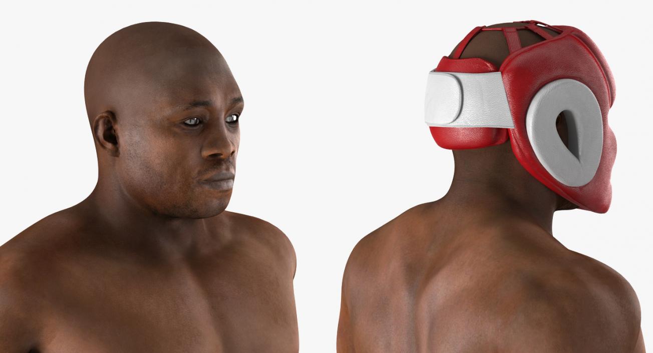 3D African American Boxer Red Suit Rigged model