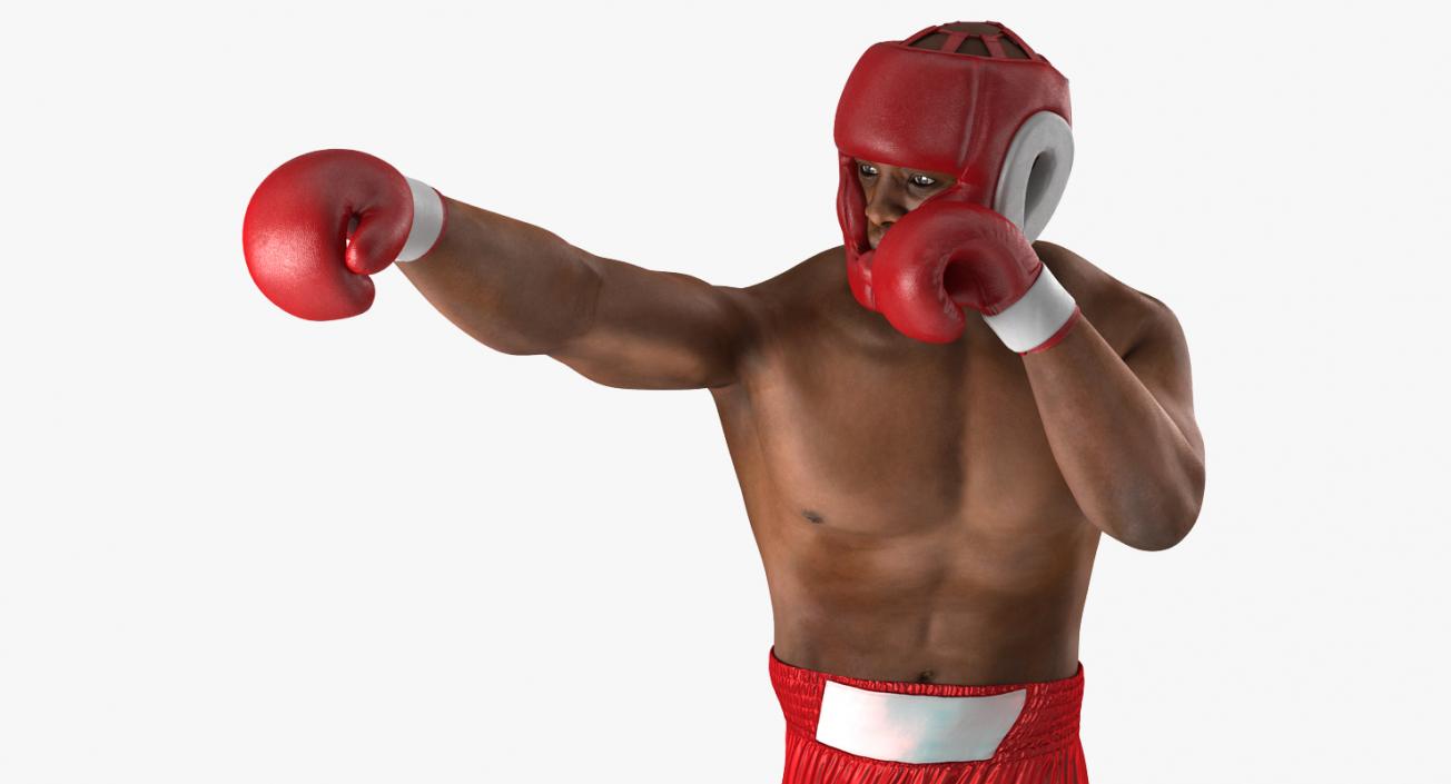 3D African American Boxer Red Suit Rigged model