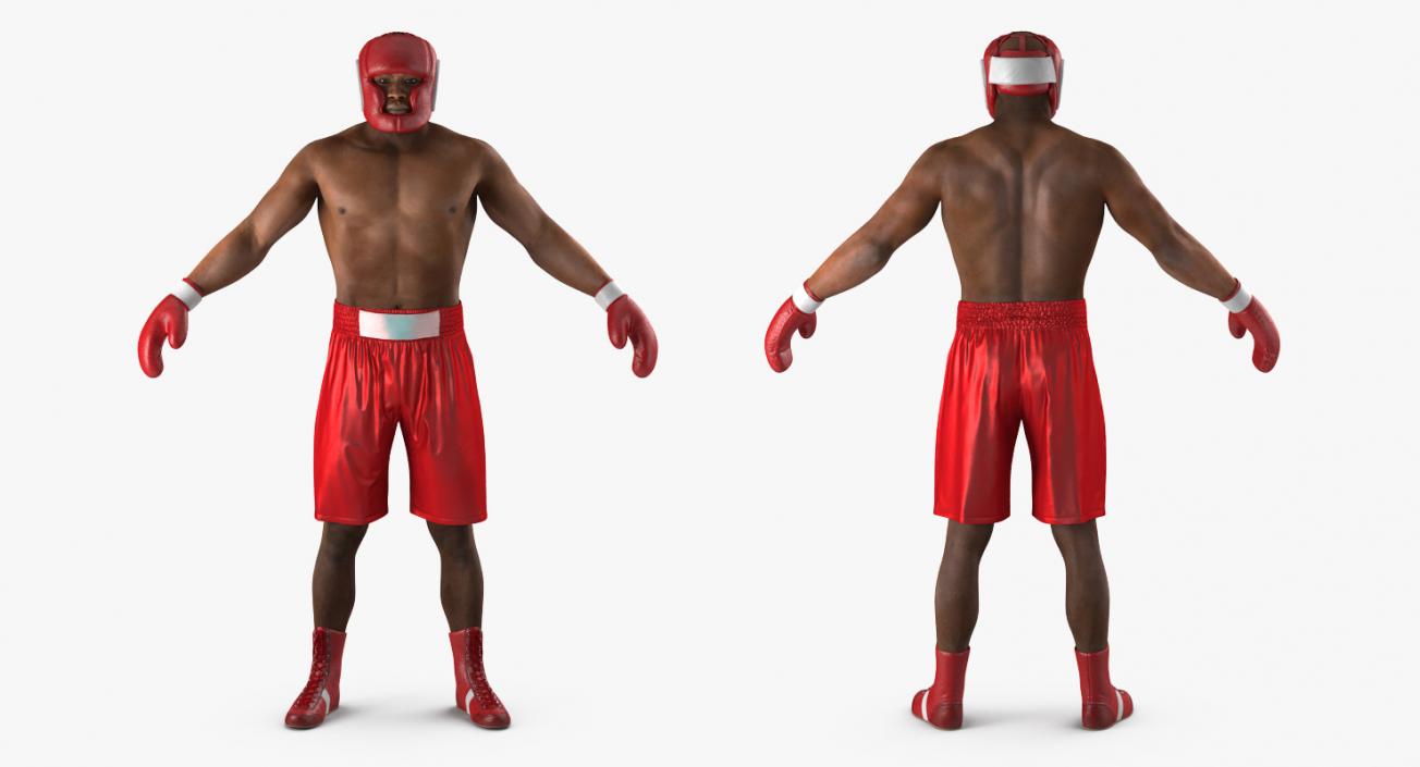 3D African American Boxer Red Suit Rigged model