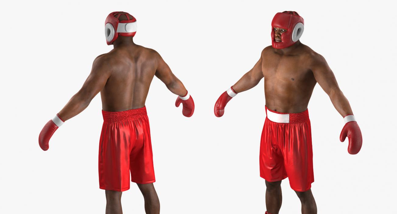 3D African American Boxer Red Suit Rigged model