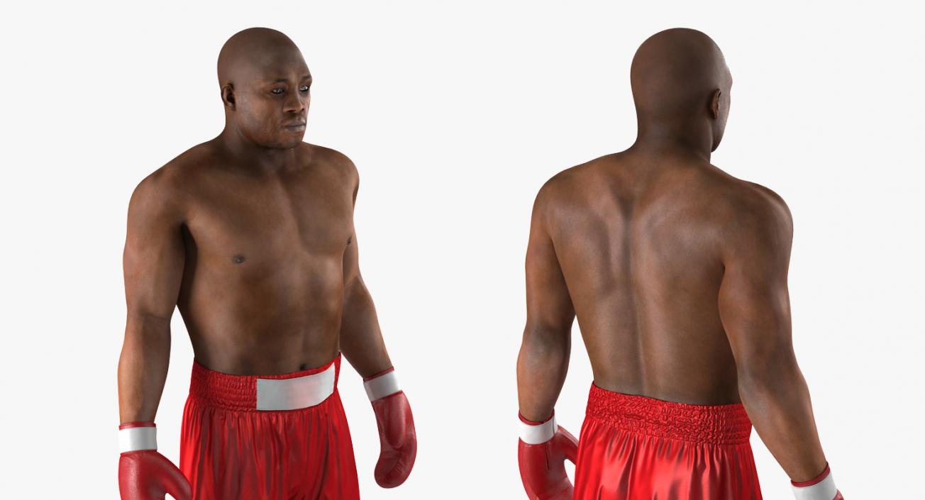 3D African American Boxer Red Suit Rigged model