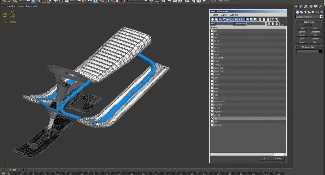 Snow Sled With Steering Wheel 3D model