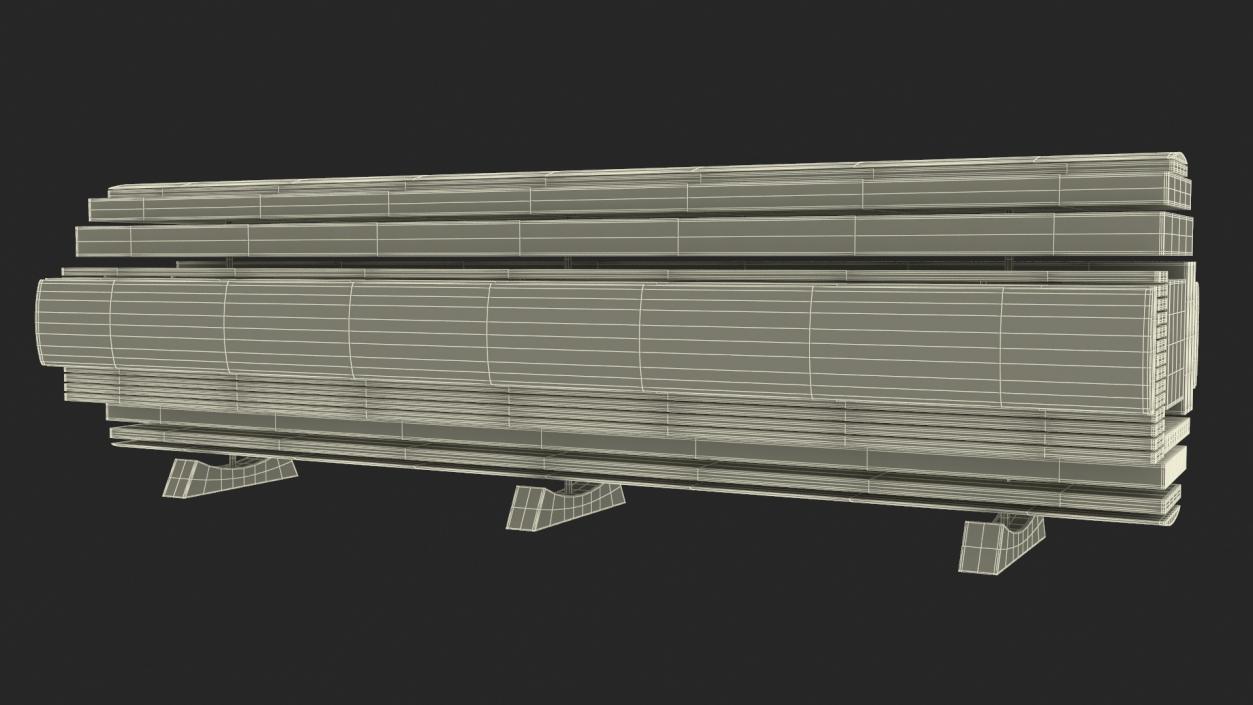 3D Cross and Longitudinal Section of Wood model