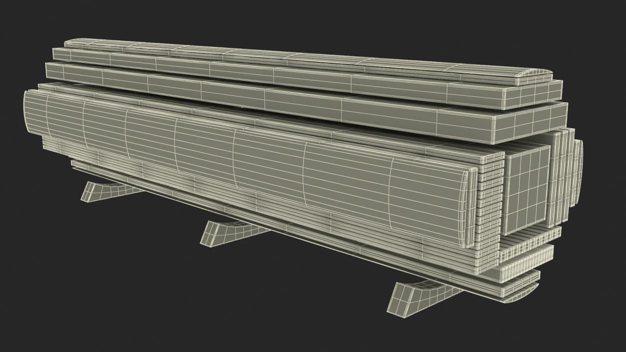 3D Cross and Longitudinal Section of Wood model