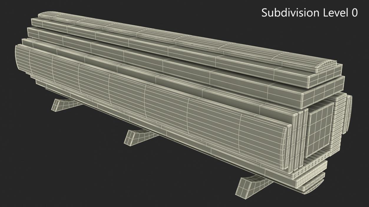 3D Cross and Longitudinal Section of Wood model