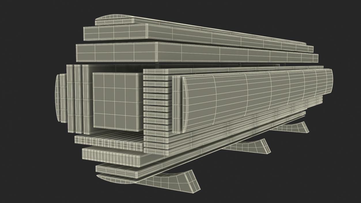 3D Cross and Longitudinal Section of Wood model