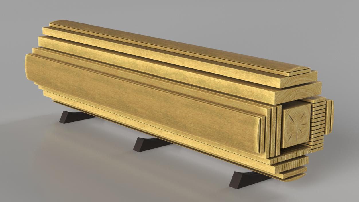 3D Cross and Longitudinal Section of Wood model