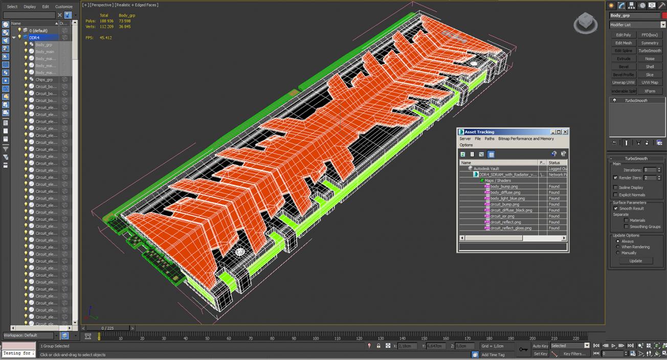 DDR4 SDRAM with Radiator 3D model