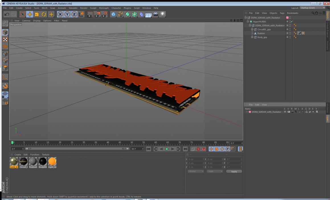 DDR4 SDRAM with Radiator 3D model