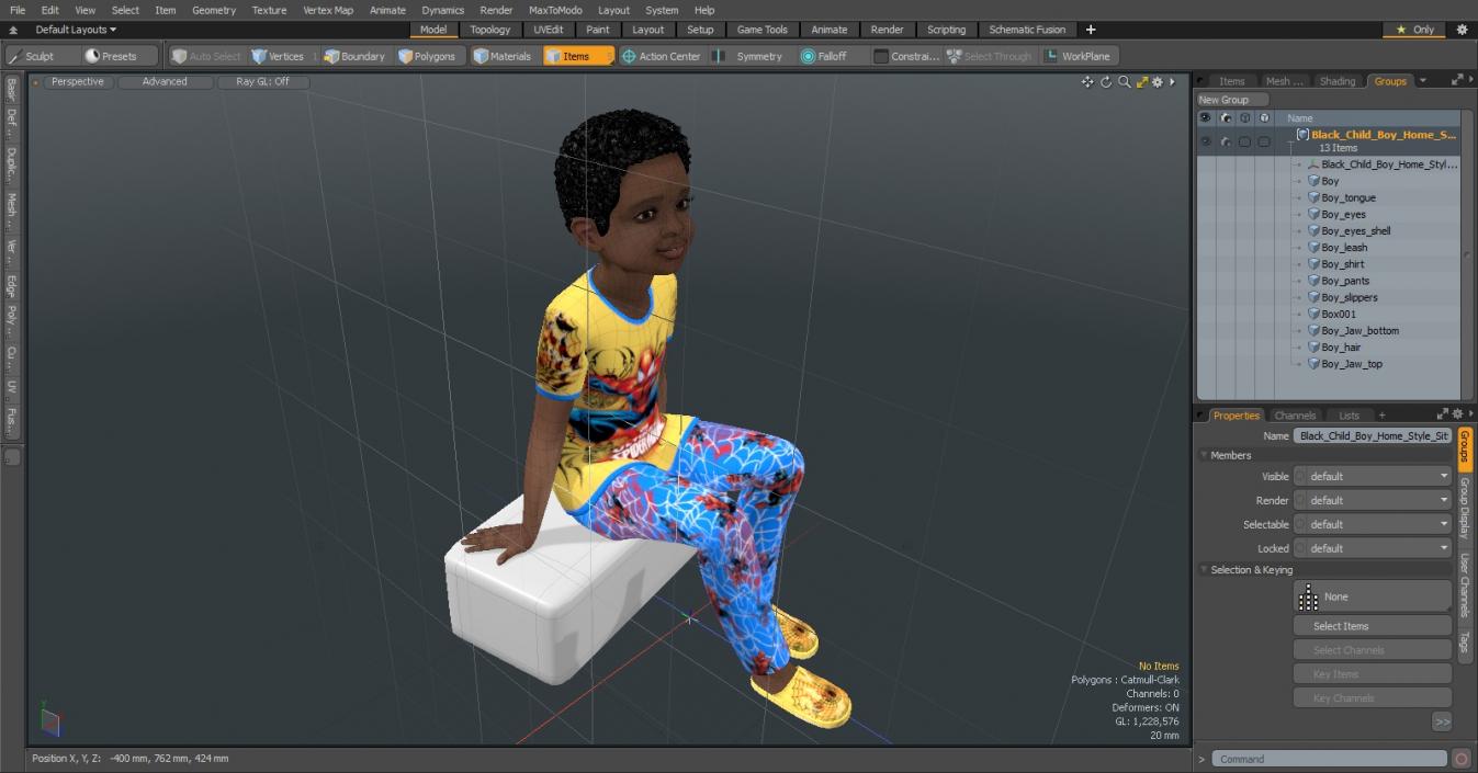 Black Child Boy Home Style Sitting Pose 3D model