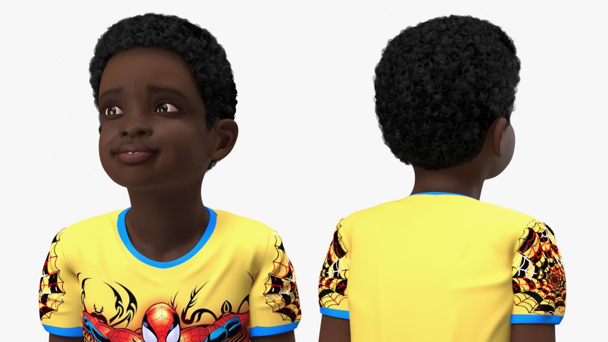 Black Child Boy Home Style Sitting Pose 3D model