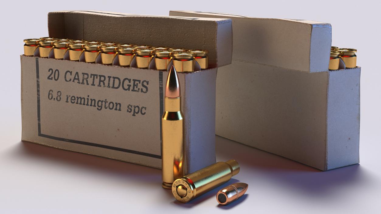 3D Box of 6.8mm Remington Special Purpose Cartridge model