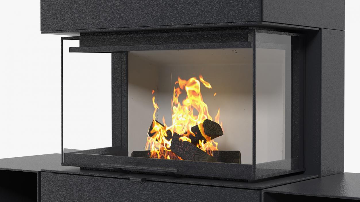 3D Wood Burning Fireplace Contura i51 with Log Storage