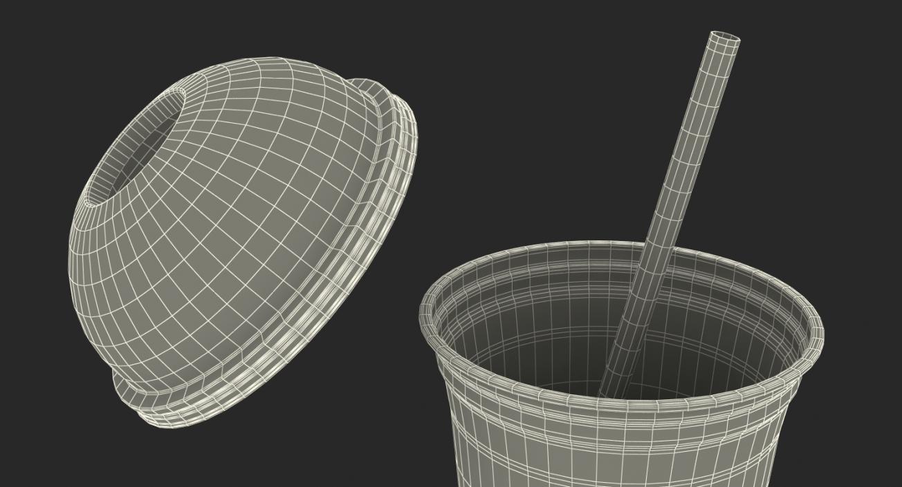 3D Empty Plastic Cup with Straw model