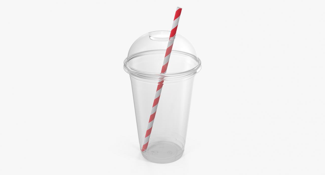 3D Empty Plastic Cup with Straw model