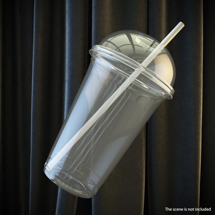 3D Empty Plastic Cup with Straw model