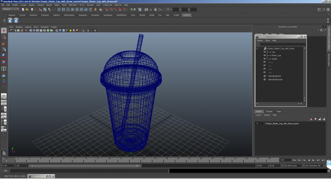 3D Empty Plastic Cup with Straw model