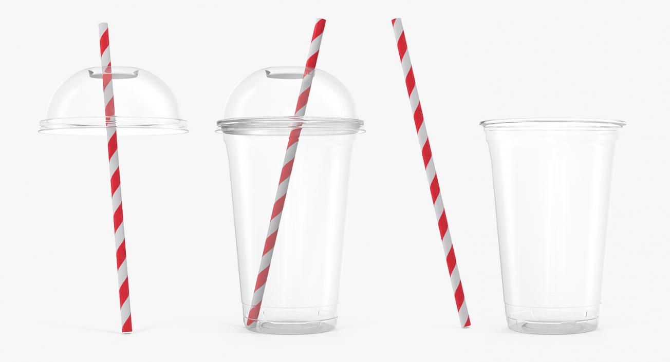 3D Empty Plastic Cup with Straw model