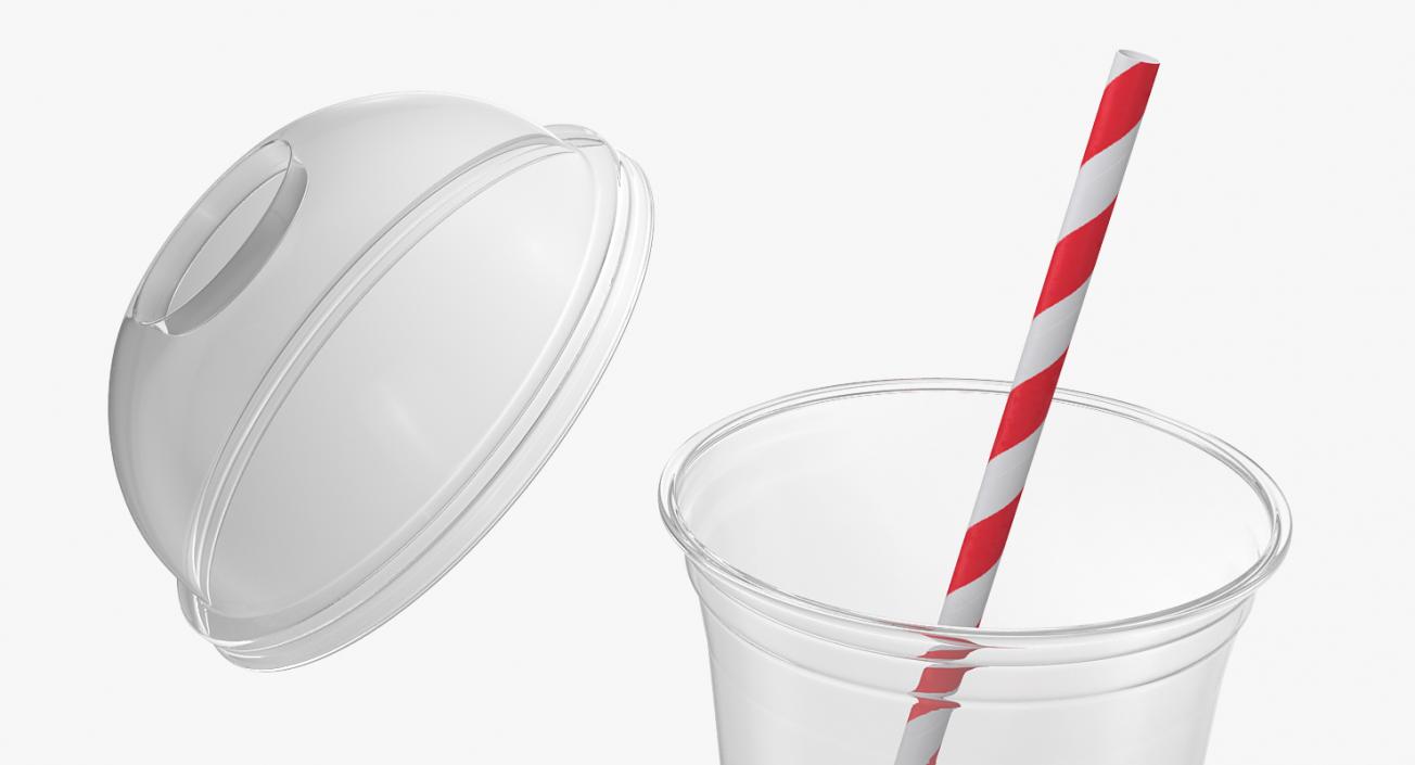 3D Empty Plastic Cup with Straw model