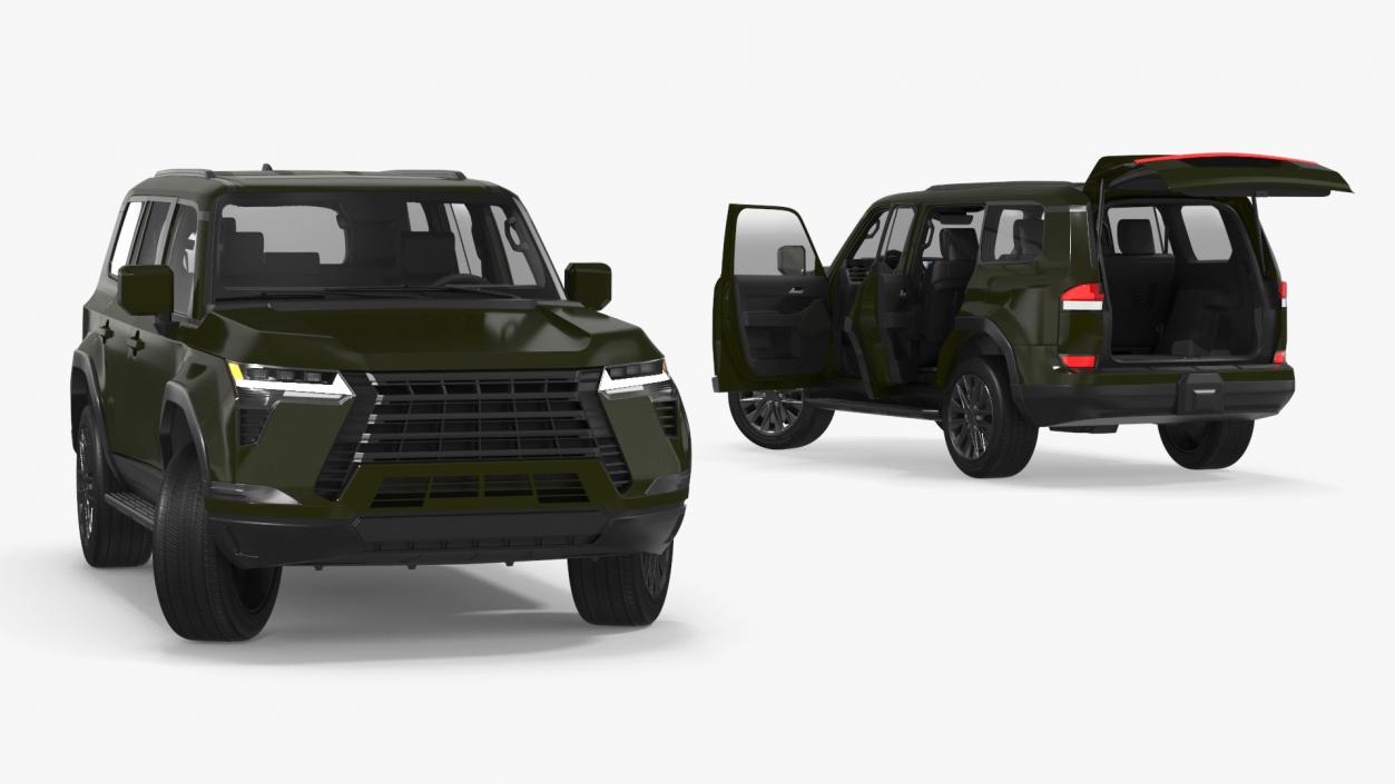 Large Luxury SUV Green Rigged 3D model