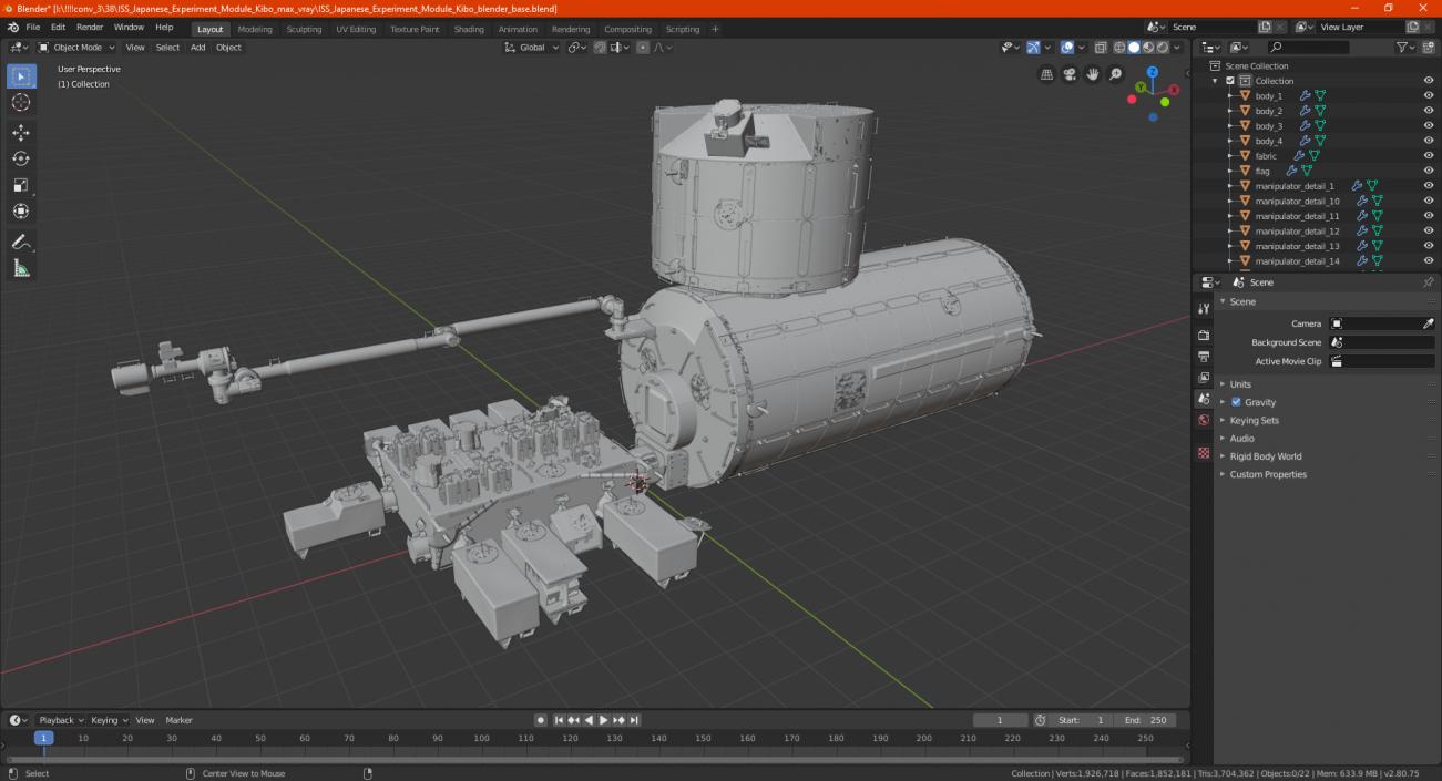 3D model ISS Japanese Experiment Module Kibo