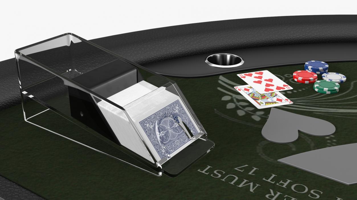 Blackjack Table with Cards  and Chips 3D