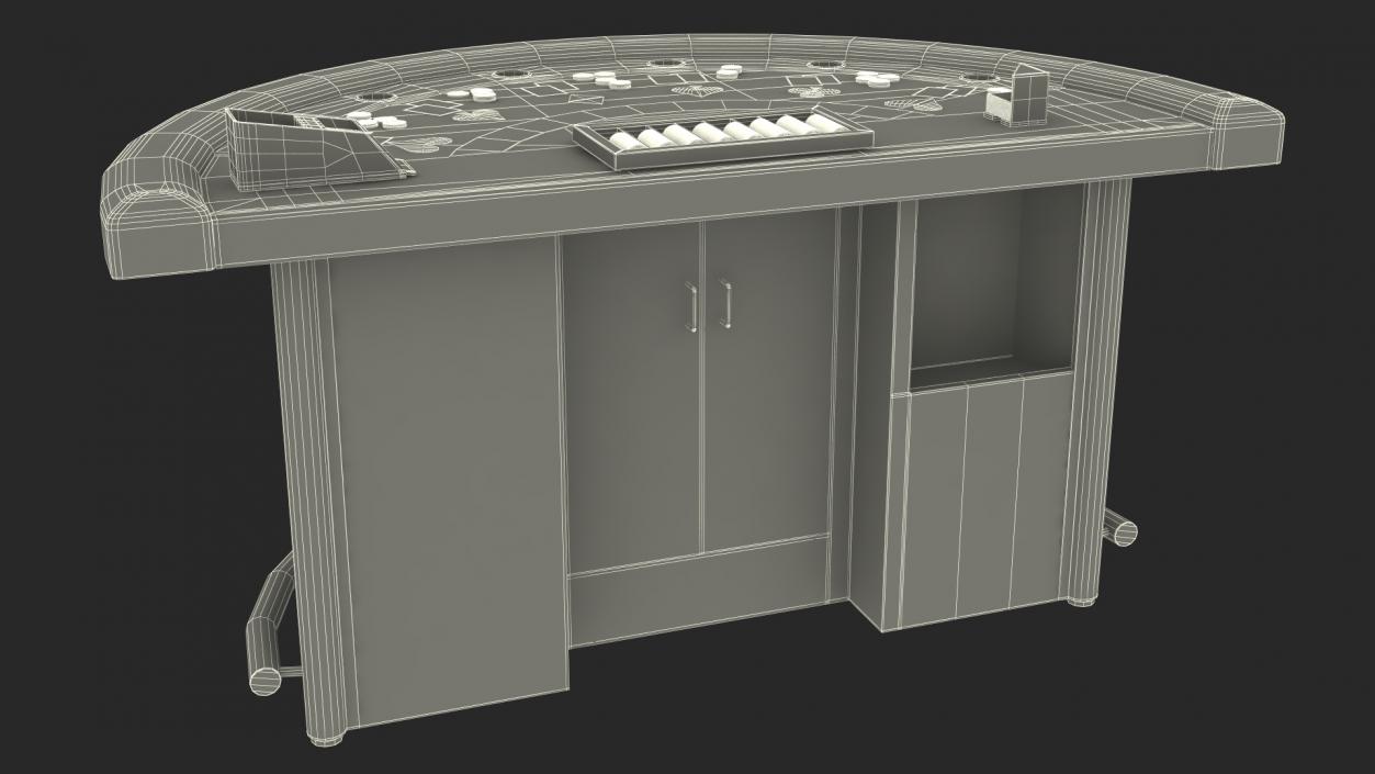 Blackjack Table with Cards  and Chips 3D