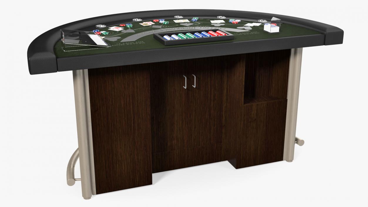 Blackjack Table with Cards  and Chips 3D