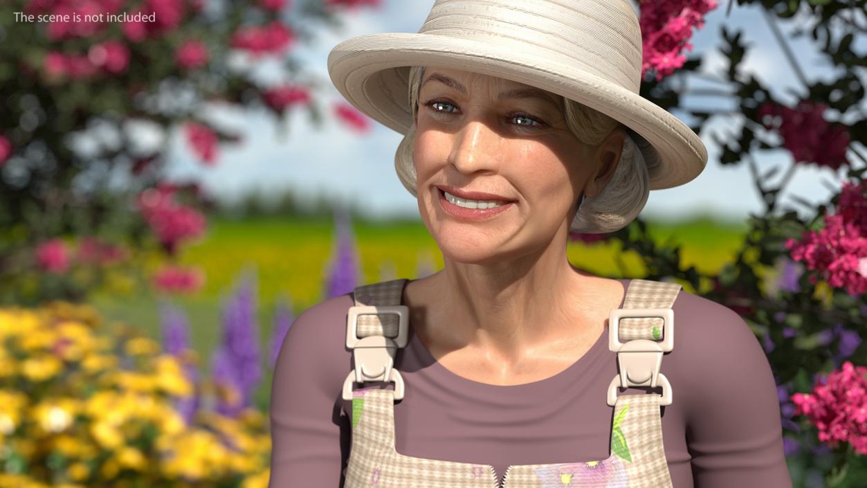 Rigged Gardening Lady with Plants Collection 3D model