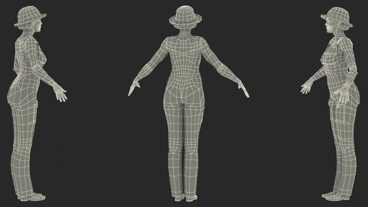 Rigged Gardening Lady with Plants Collection 3D model