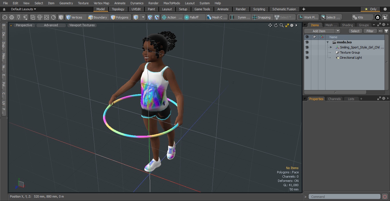 Smiling Sport Style Girl Child Standing 3D model