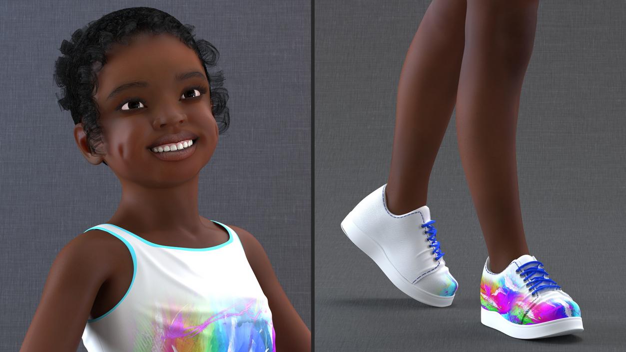 Smiling Sport Style Girl Child Standing 3D model