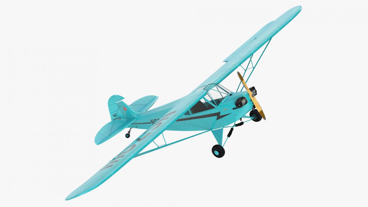 3D model Piper Cub Aircraft Rigged